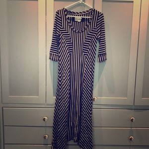 Black/white striped midi dress